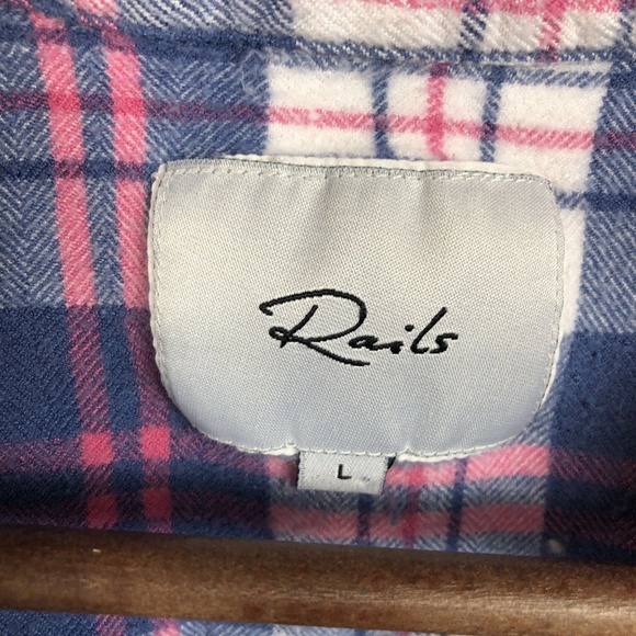 Rails Pajama PJ Sleep Shirt Pink Blue White Plaid - Picture 7 of 8